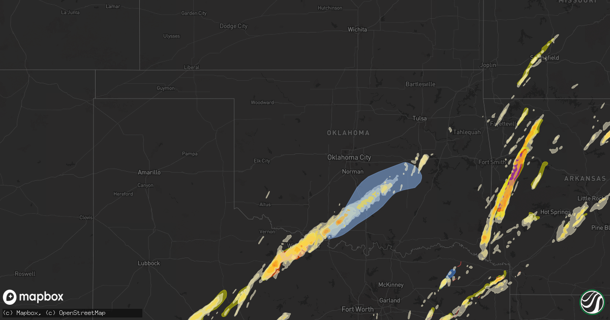Hail map in Oklahoma on April 4, 2025