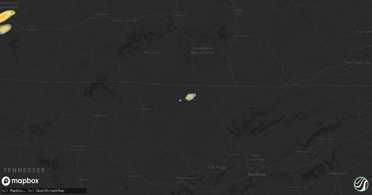 Hail map in Oneida, TN on April 4, 2025