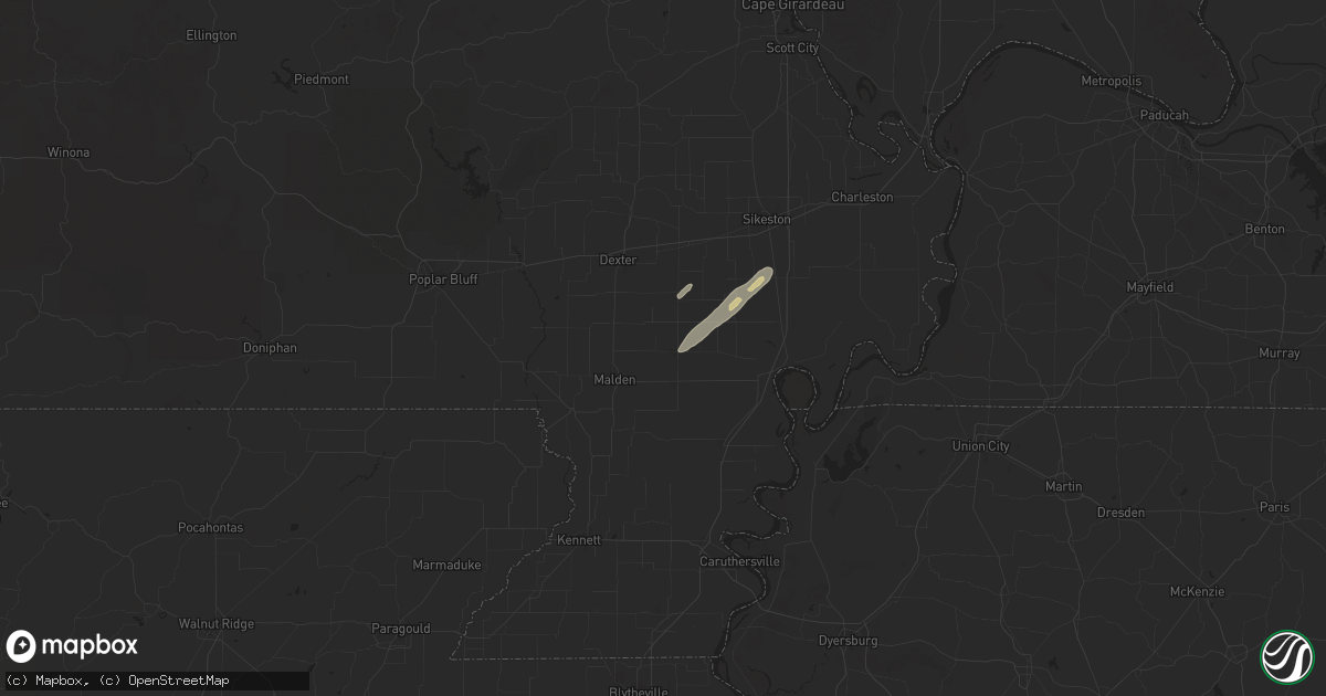 Hail map in Parma, MO on April 4, 2025