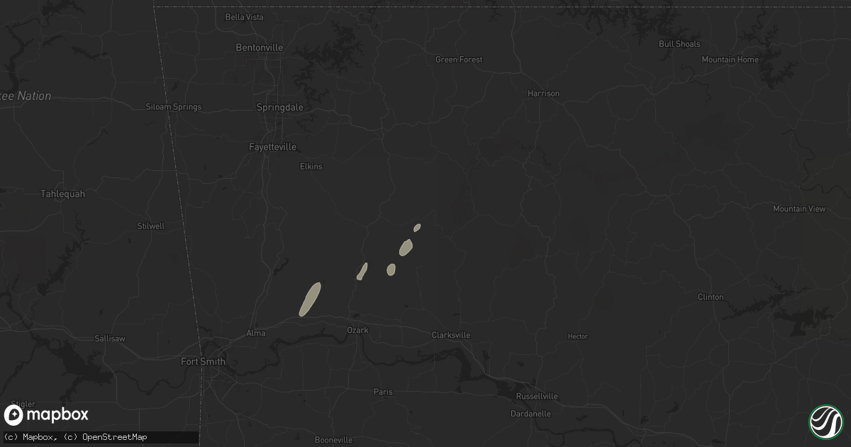 Hail map in Pettigrew, AR on April 4, 2025