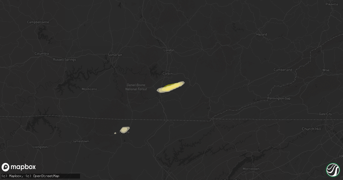 Hail map in Rockholds, KY on April 4, 2025