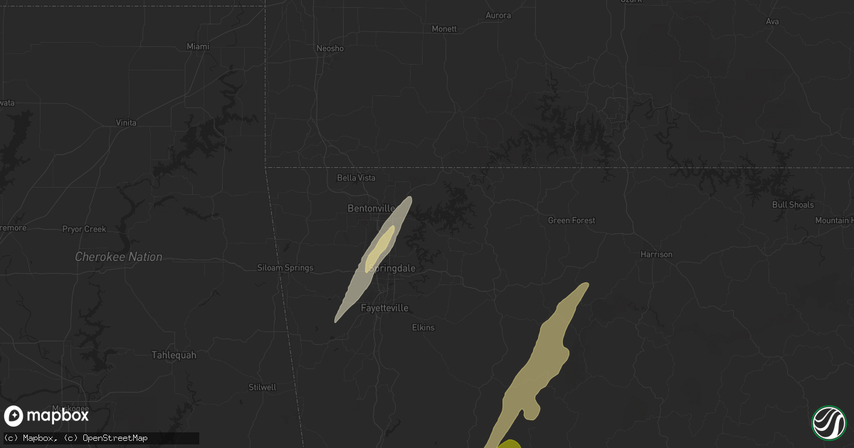Hail map in Rogers, AR on April 4, 2025