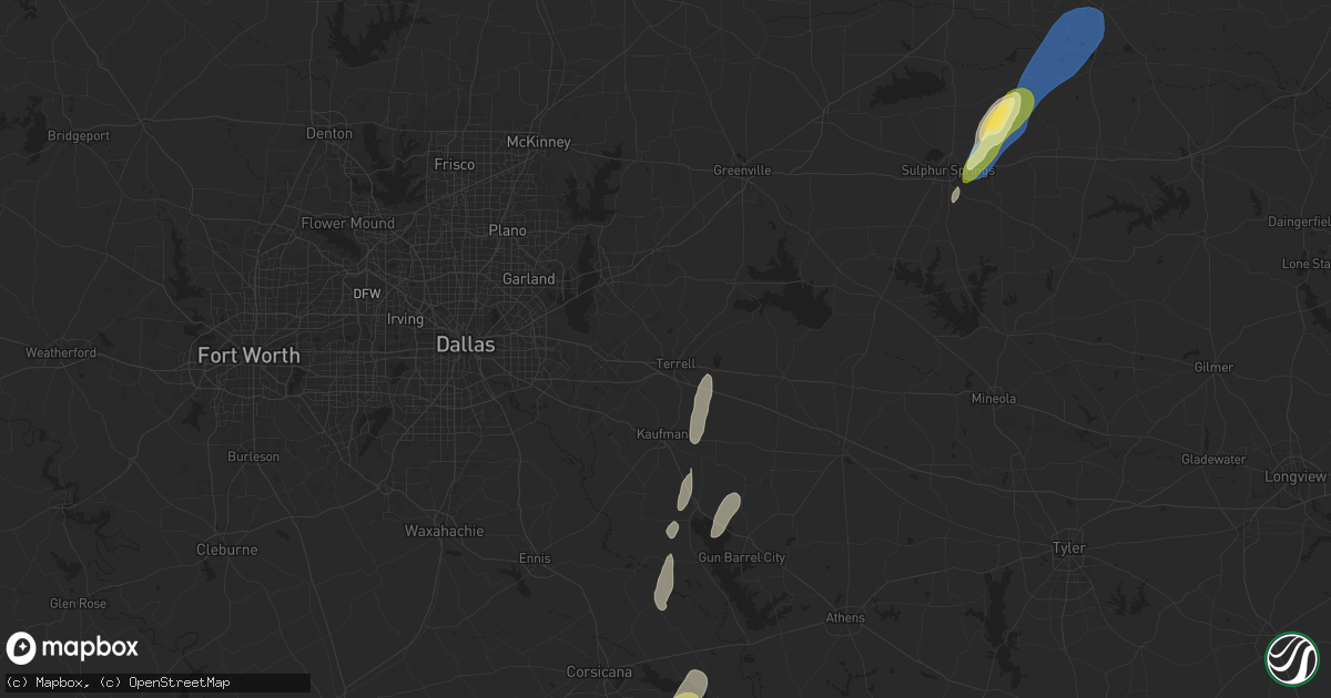 Hail map in Terrell, TX on April 4, 2025