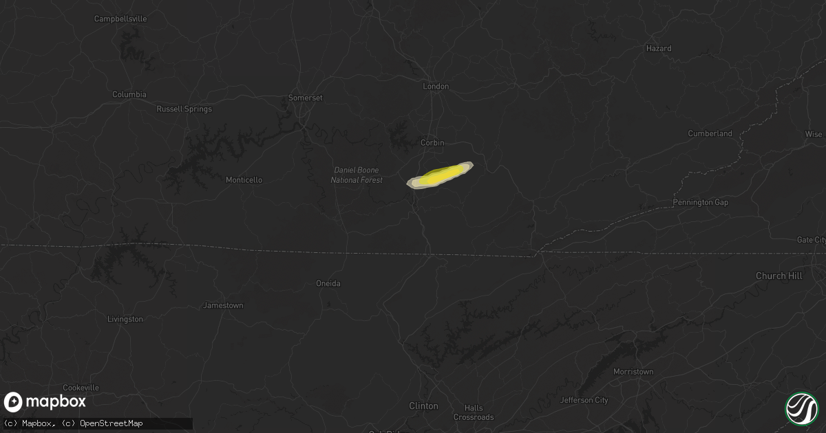 Hail map in Williamsburg, KY on April 4, 2025