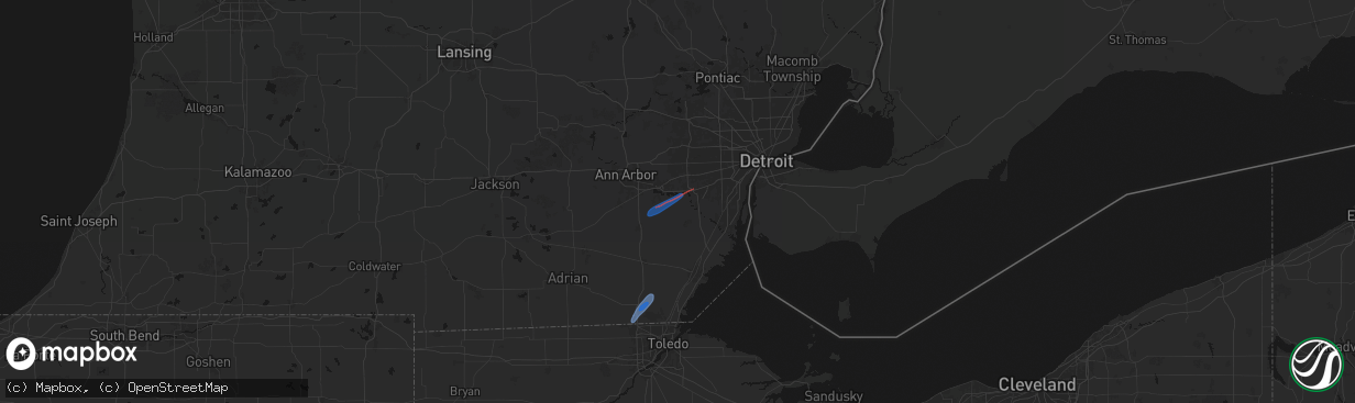 Hail map in Belleville, MI on April 4, 2026