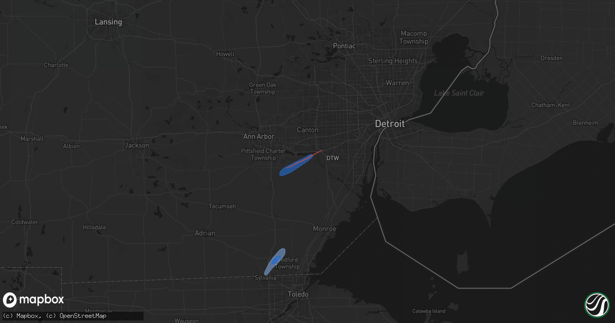 Hail map in Belleville, MI on April 4, 2026