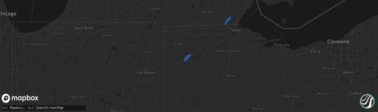 Hail map in Defiance, OH on April 4, 2026