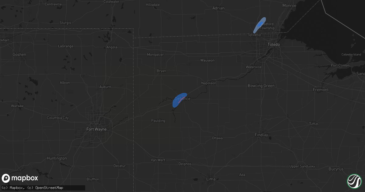 Hail map in Defiance, OH on April 4, 2026