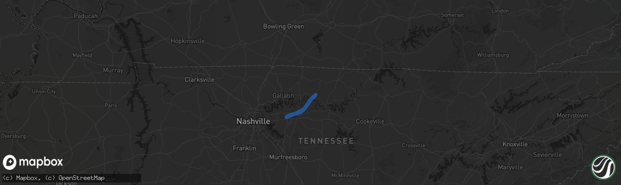 Hail map in Hartsville, TN on April 4, 2026