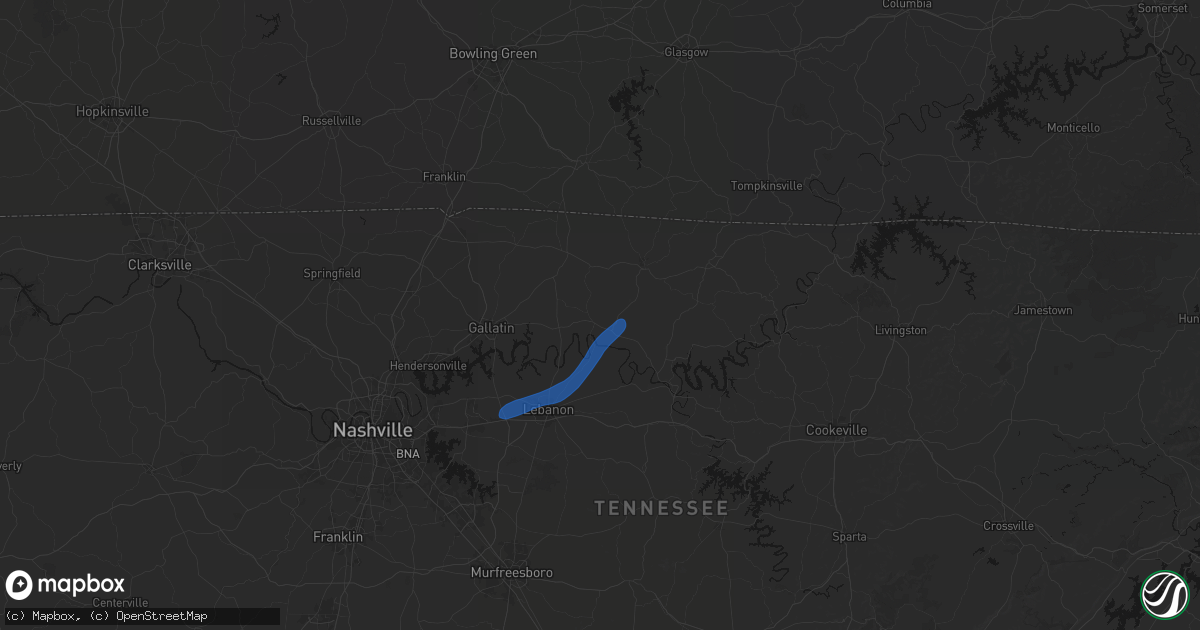 Hail map in Hartsville, TN on April 4, 2026