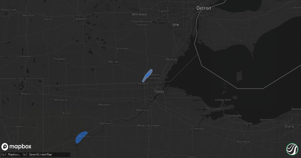 Hail map in Lambertville, MI on April 4, 2026