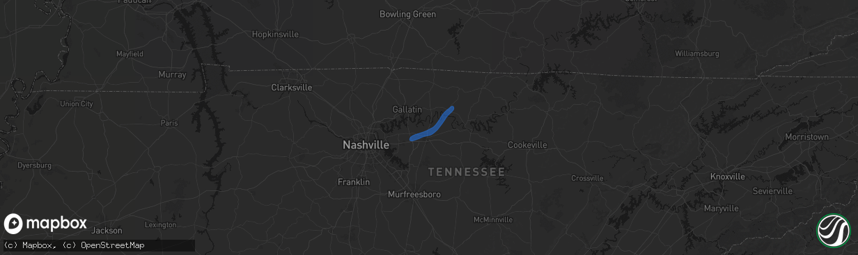 Hail map in Lebanon, TN on April 4, 2026