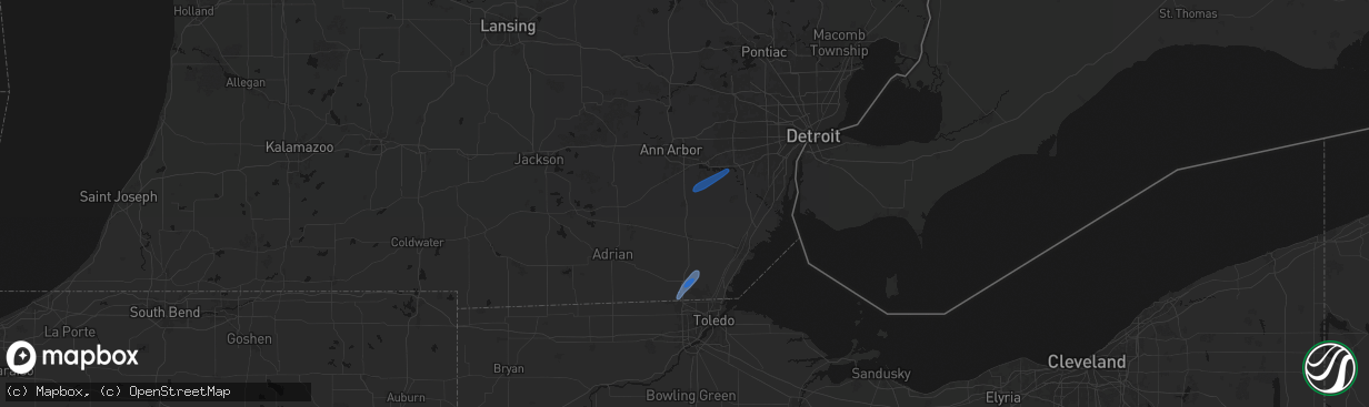 Hail map in Milan, MI on April 4, 2026