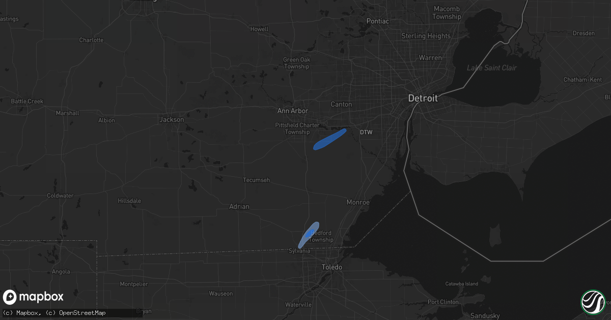 Hail map in Milan, MI on April 4, 2026