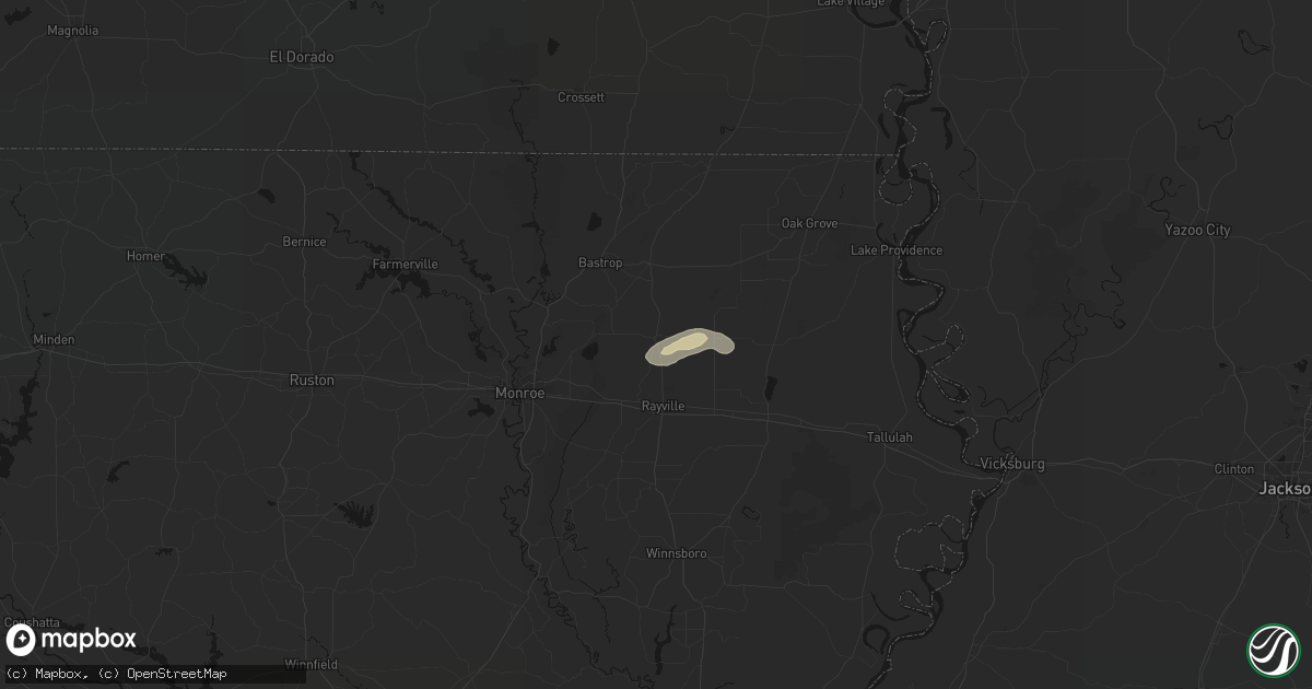 Hail map in Oak Ridge, LA on April 4, 2026