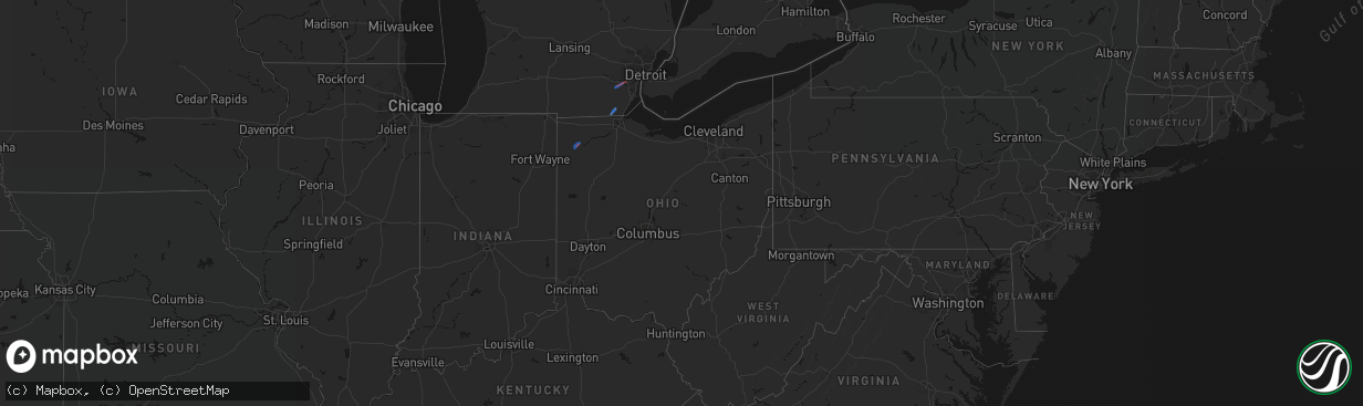Hail map in Ohio on April 4, 2026