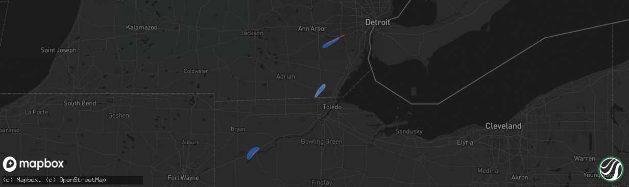 Hail map in Ottawa Lake, MI on April 4, 2026