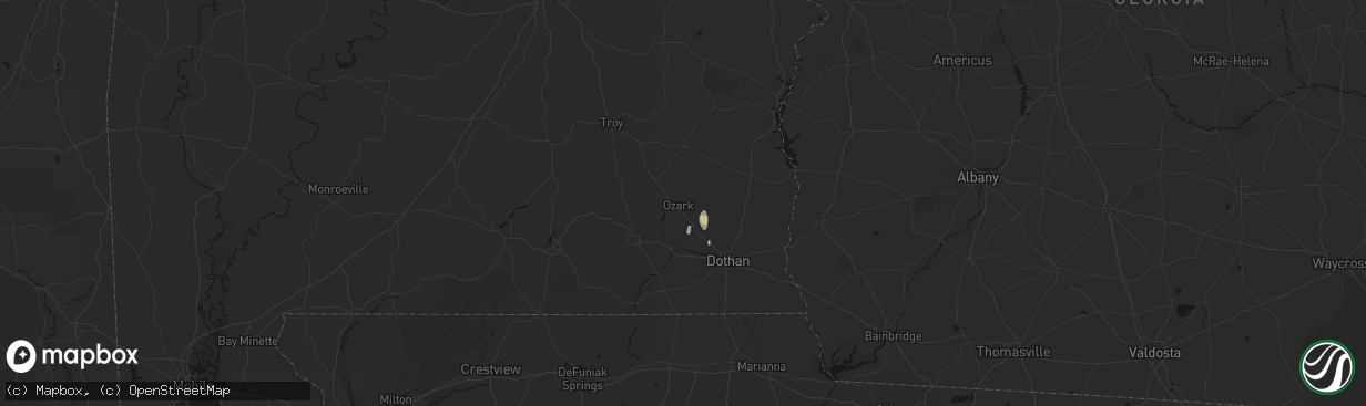 Hail map in Ozark, AL on April 4, 2026