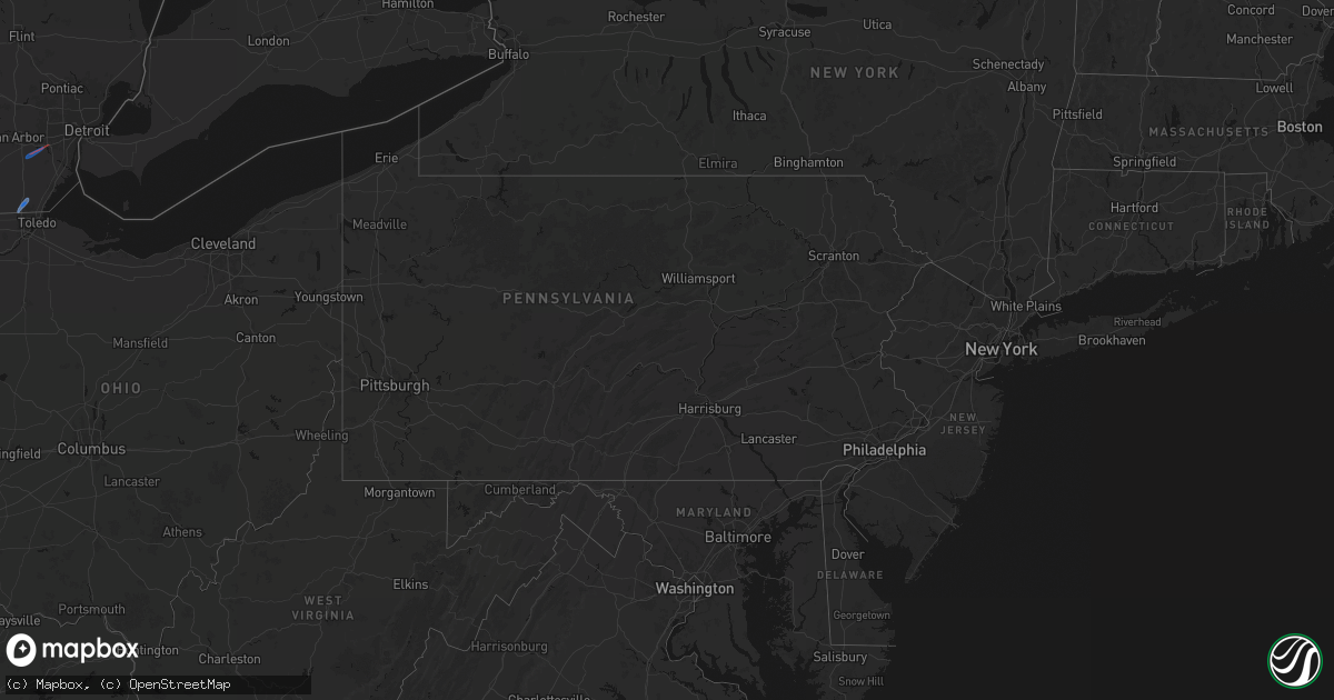 Hail map in Pennsylvania on April 4, 2026