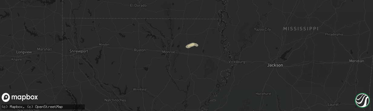 Hail map in Rayville, LA on April 4, 2026