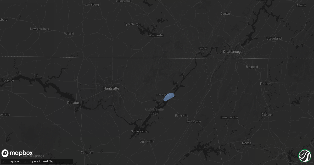 Hail map in Scottsboro, AL on April 4, 2026
