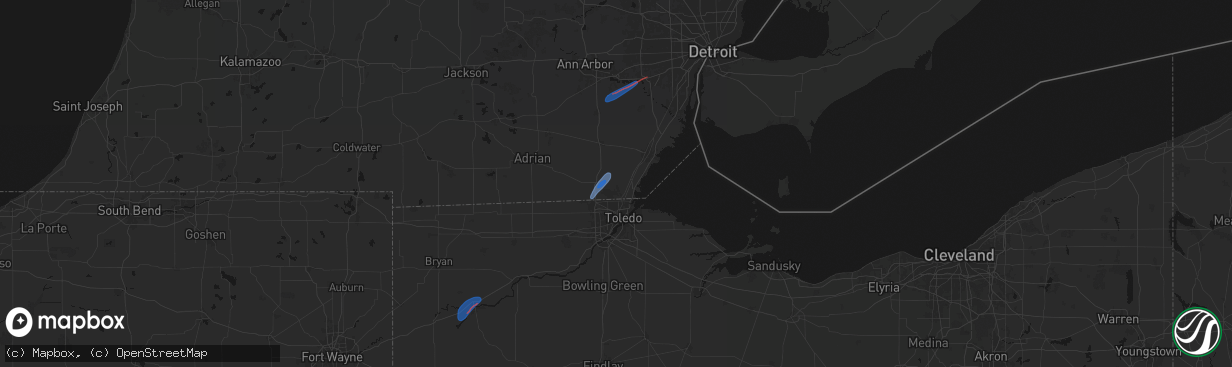 Hail map in Temperance, MI on April 4, 2026