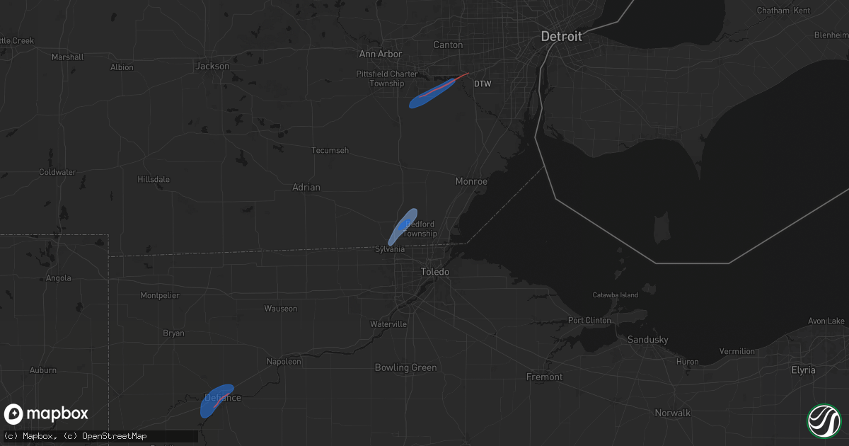 Hail map in Temperance, MI on April 4, 2026