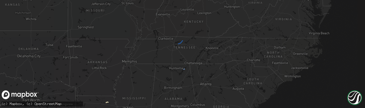 Hail map in Tennessee on April 4, 2026