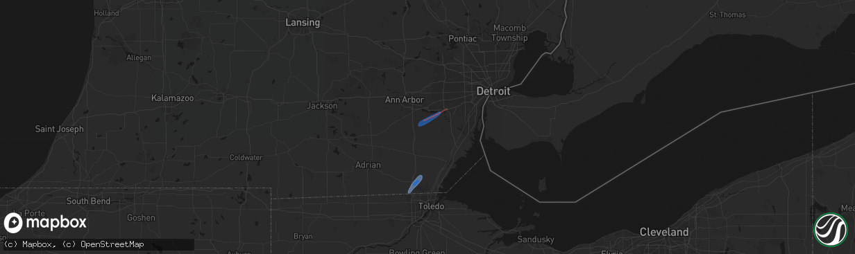 Hail map in Willis, MI on April 4, 2026