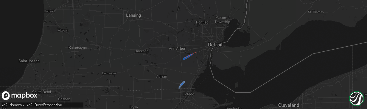 Hail map in Ypsilanti, MI on April 4, 2026