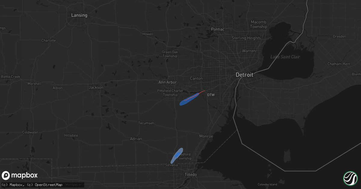 Hail map in Ypsilanti, MI on April 4, 2026