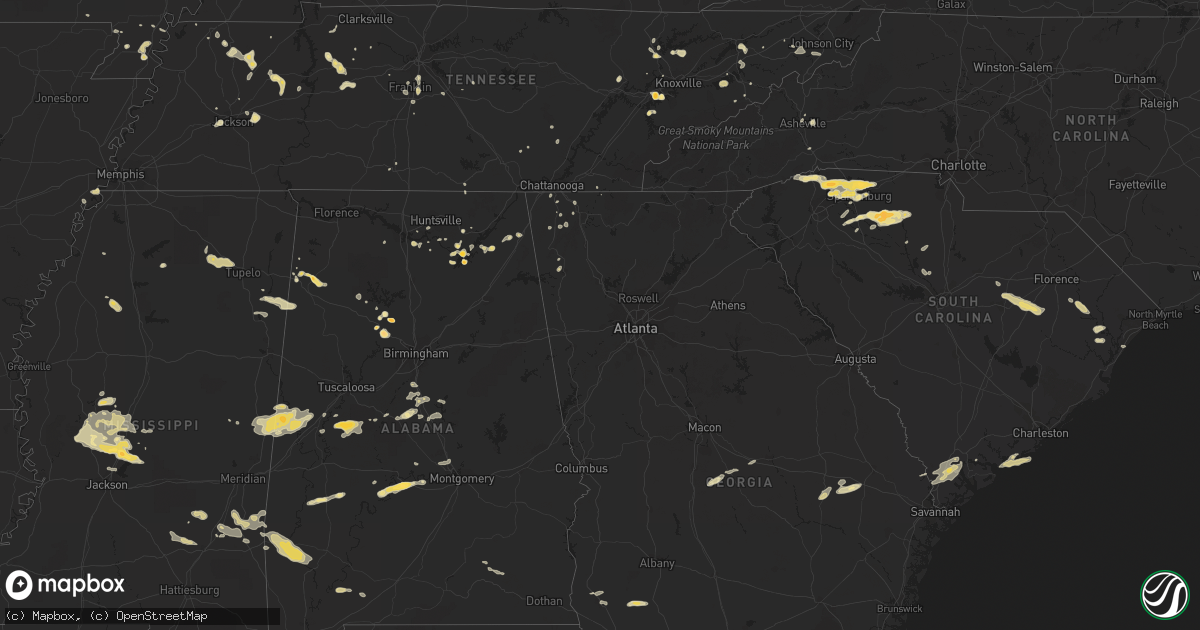 Hail map in Mississippi on April 5, 2012