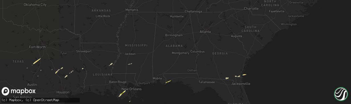 Hail map in Alabama on April 5, 2014