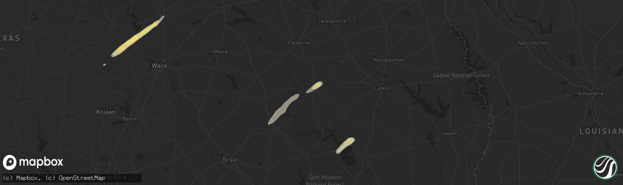 Hail map in Crockett, TX on April 5, 2014