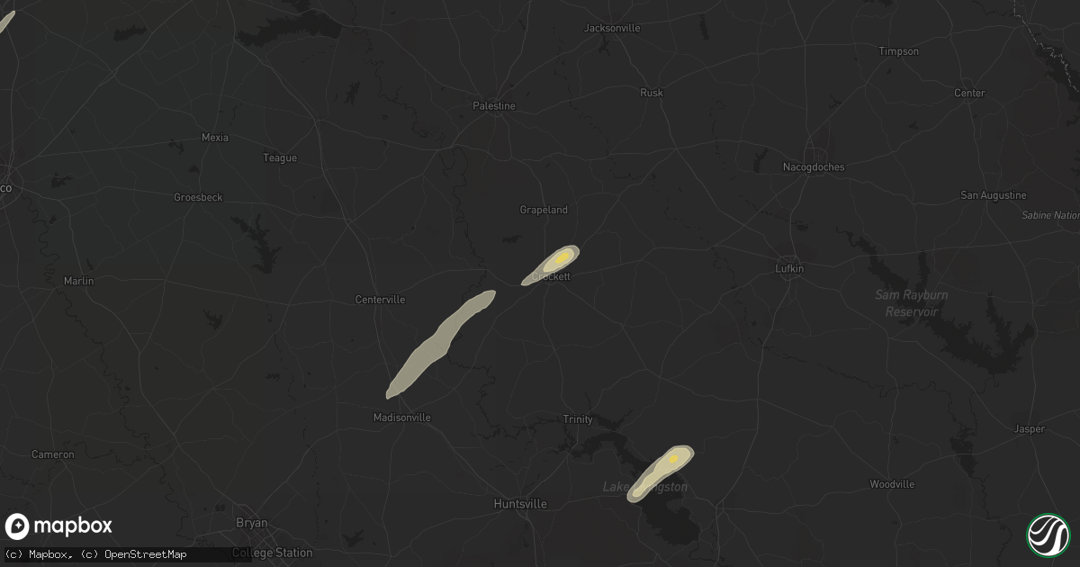 Hail map in Crockett, TX on April 5, 2014