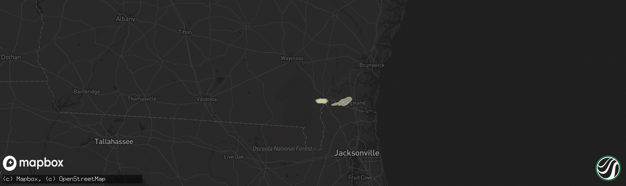 Hail map in Folkston, GA on April 5, 2014