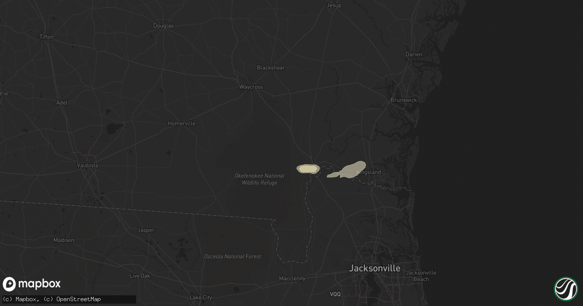 Hail map in Folkston, GA on April 5, 2014