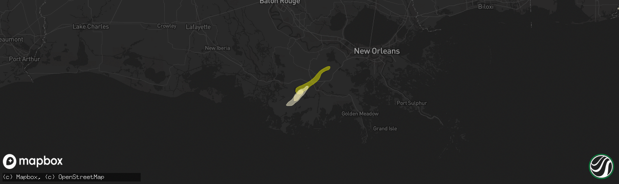 Hail map in Houma, LA on April 5, 2014