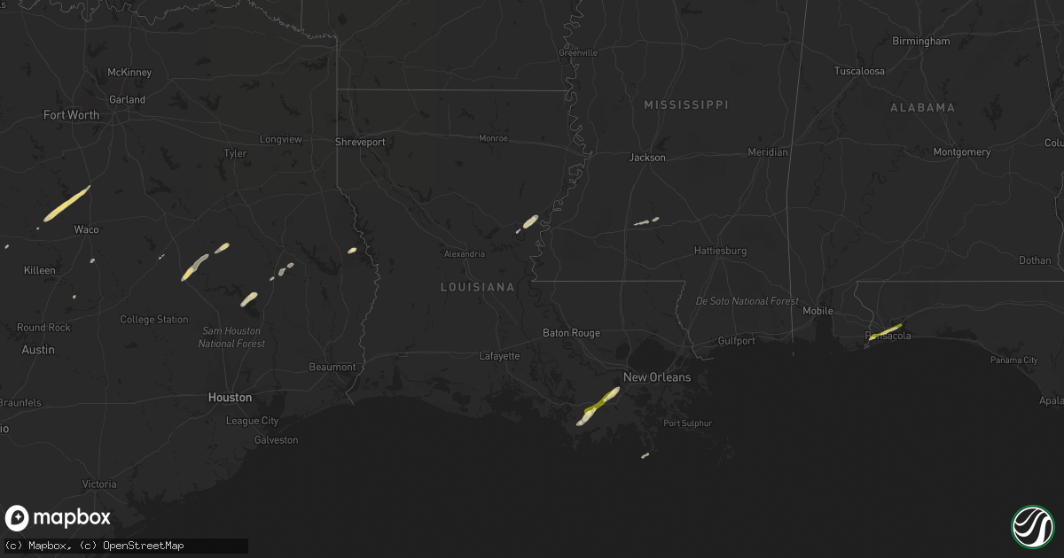Hail map in Louisiana on April 5, 2014