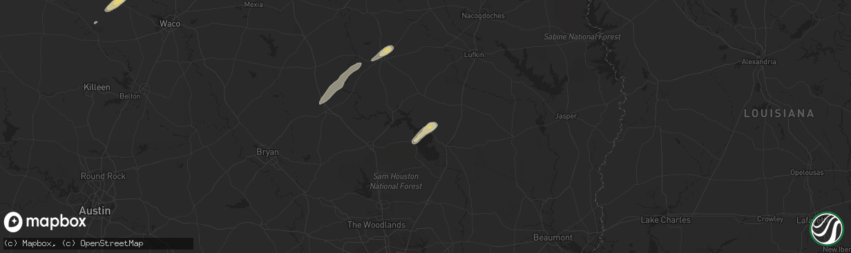 Hail map in Onalaska, TX on April 5, 2014