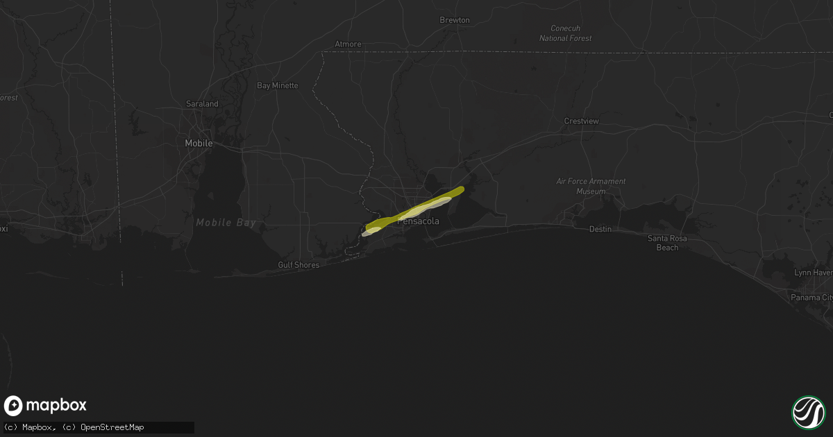 Hail map in Pensacola, FL on April 5, 2014