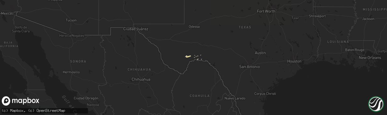 Hail map in Texas on April 5, 2015