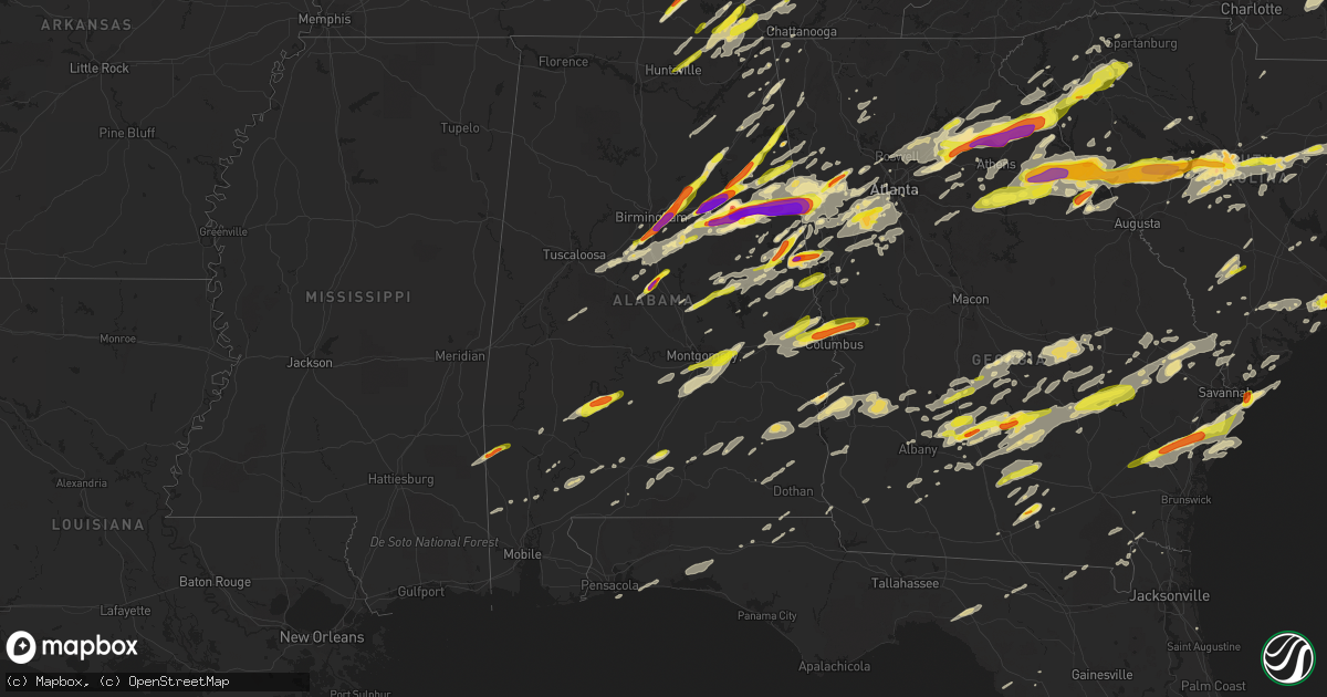 Hail map in Alabama on April 5, 2017