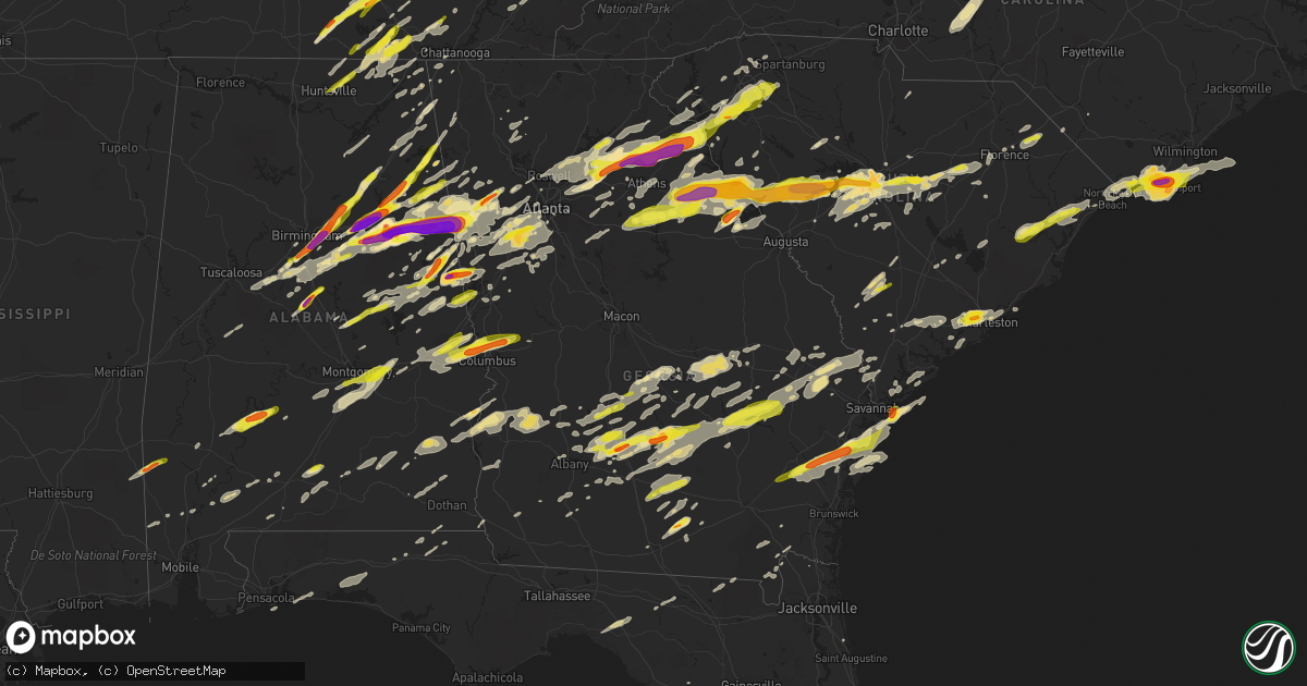 Hail map in Georgia on April 5, 2017