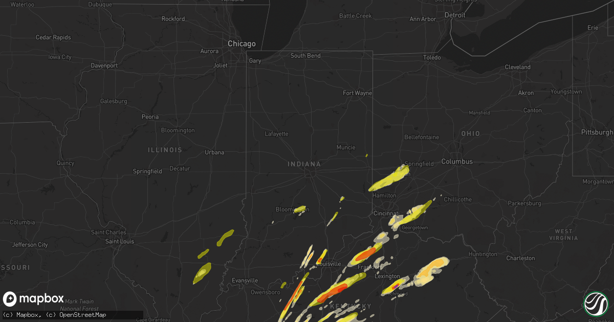 Hail map in Indiana on April 5, 2017