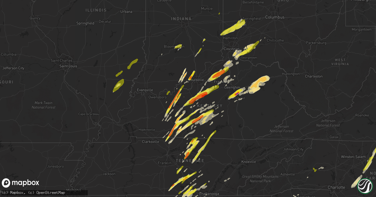 Hail map in Kentucky on April 5, 2017