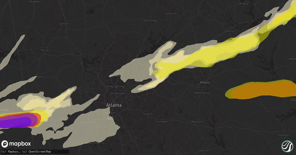 Hail map in Lawrenceville, GA on April 5, 2017