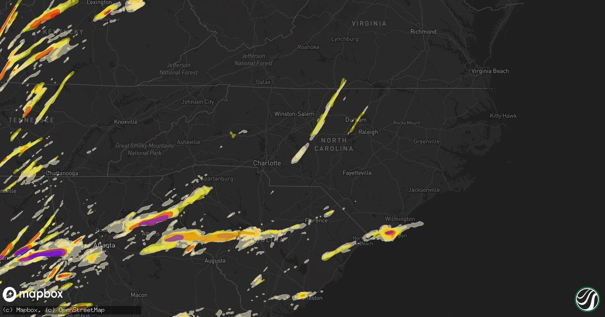 Hail map in North Carolina on April 5, 2017