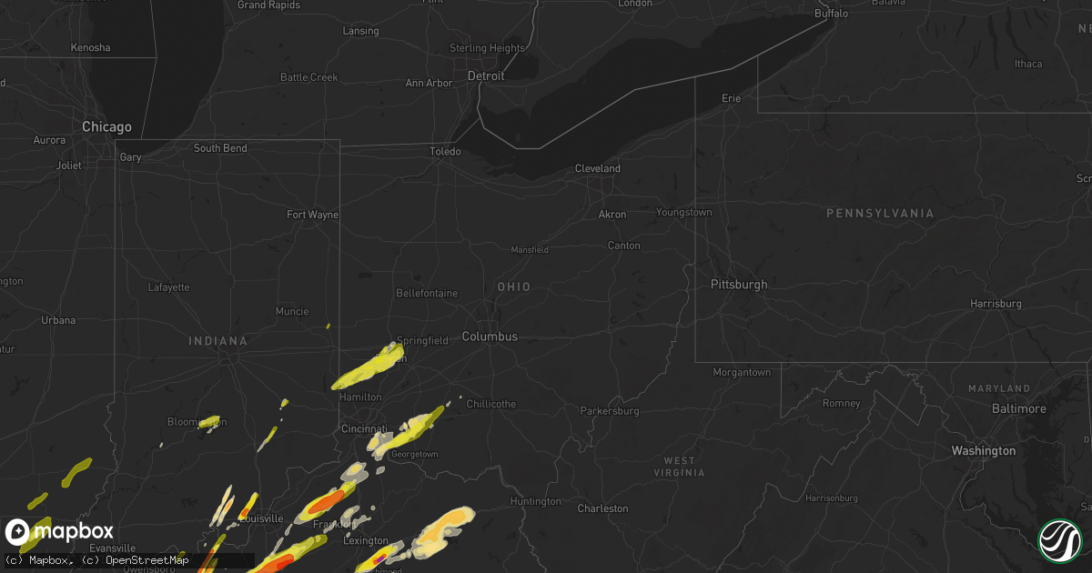Hail map in Ohio on April 5, 2017