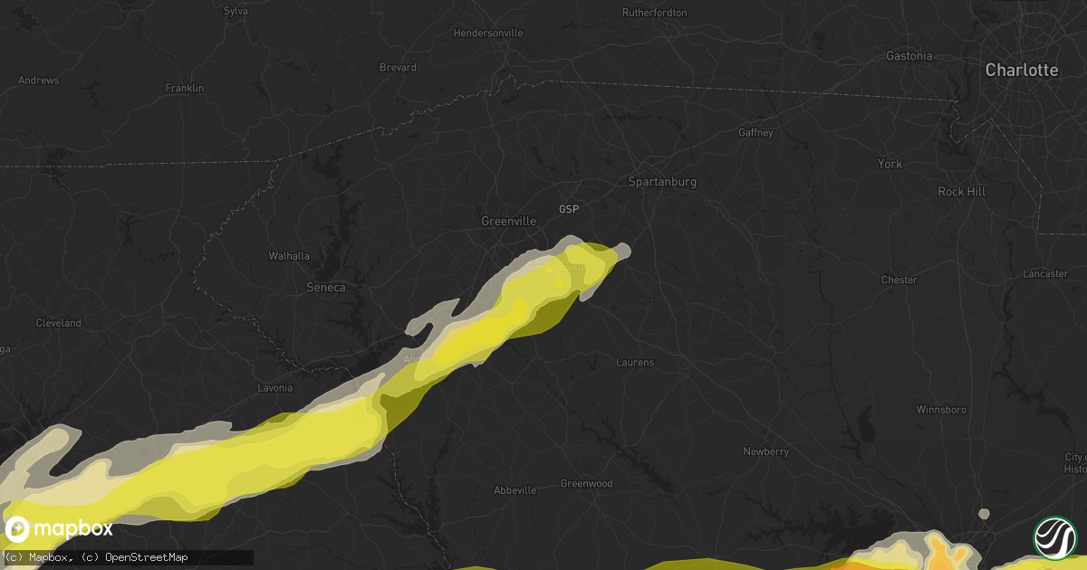 Hail map in Simpsonville, SC on April 5, 2017